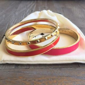 Kate Spade Bangles Set - Pink, Red, & Gold